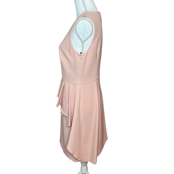 Vince Camuto Blush Pink Sleeveless Sheath Dress with Asymmetrical Ruffle Sz 10 - Picture 2 of 9